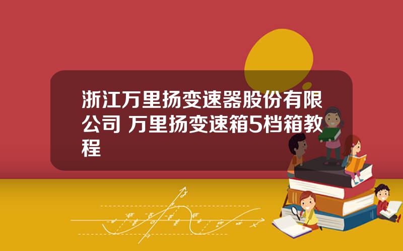 浙江万里扬变速器股份有限公司 万里扬变速箱5档箱教程